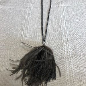 J. Crew Long Feather Statement Necklace Boho Fun